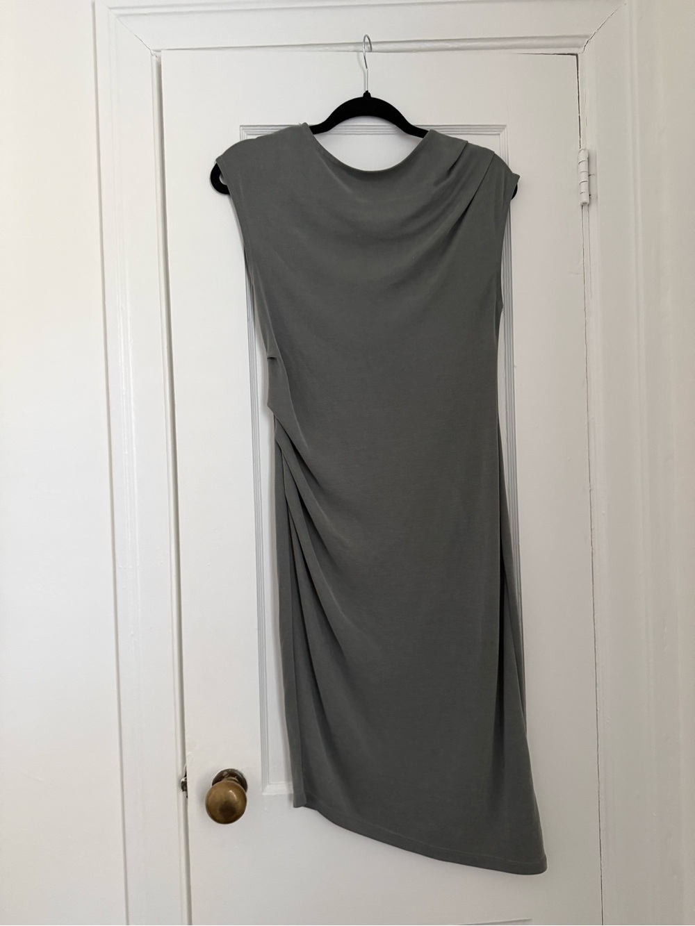 Topshop Gray Asymmetrical Draped Sleeveless Dress